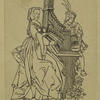 Dame jouant de l'orgue, d'apres une tapisserie de la cathedrale d'Angers.