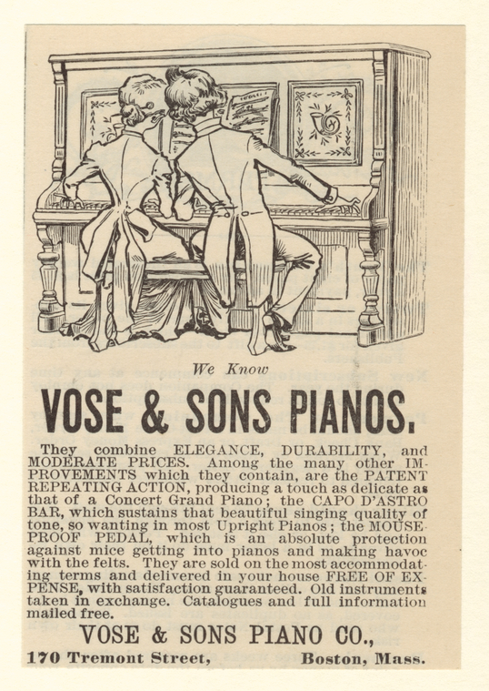 Vose & Sons Pianos advertisement