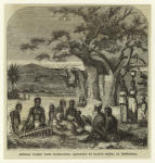African women with water-pots, listening to native music, at Krebabasa.