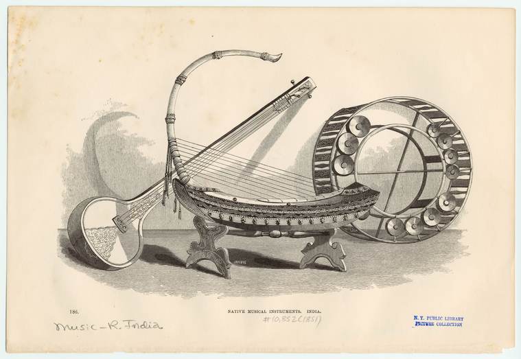 Native musical instruments, India. - NYPL Digital Collections
