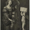 Saint Cecilia with an angel holding a musical score.