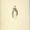Woman in a white dress with orange cloak