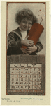 Advertisement for Burr McIntosh monthly magazine that depicts a child with an explosive and a calendar of the month of July
