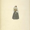 Woman in a gray dress wearing a veil