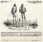 Men with capes on stilts