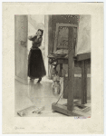 Woman looking in an artist's studio