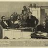 England -- Professor E. Ray Lankester giving evidence in the trial of Dr. Slade, the American spiritualist, for "vagrancy," in a magistrate's court in London