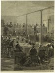 The court-room at the old penitentiary, Washington, during the trial [cut off]