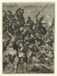 Battle scene depicting Indians and whites fighting
