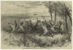 Mounted messengers attacked by Indians on the plains