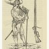 Musketeer of 16th and 17th centuries, fully equipped, showing Schweinsfeder and Musket.