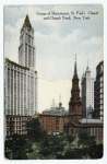 Group of Skyscrapers, St. Paul's Chapel and Church Yard, New York