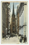Wall Street showing Trinity Church, New York City