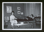 Unidentified actress and Frank Lovejoy in the stage production The Best Man (touring company)