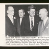 Melvyn Douglas, Frank Lovejoy, President-Elect John F. Kennedy, and Lee Tracy back stage after a performance of the stage production The Best Man