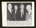 Melvyn Douglas, Frank Lovejoy, President-Elect John F. Kennedy, and Lee Tracy back stage after a performance of the stage production The Best Man