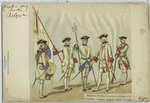 Régiments Wallons au service de Naples, 1775. Tanbour, ensiegne, sergetn, officier, et soldat