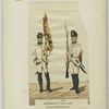 Régimets wallons au service de l'Autriche. Porte- drapeau du régiment de Clerfayt (ancien Los Rios). Soldat du régiment Charles de Ligne (ancien Saxe-Gotha)