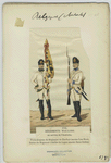 Régimets wallons au service de l'Autriche. Porte- drapeau du régiment de Clerfayt (ancien Los Rios). Soldat du régiment Charles de Ligne (ancien Saxe-Gotha)