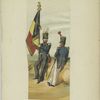 Two soldiers , one holding the Belgian flag