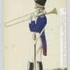 Soldier with a trombone : Blue tailcoat with red piping, white pants