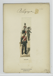 Soldier with trumpet in front of mounted solder, with a third holding the horse's reins. 1843-47