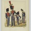 Three soldiers with instruments, and the drum major