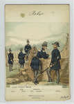 Garde civique belge. Infanterie : Garde, officier, major, lieutenant, médicin