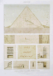 Architecture : coupes et détails de la grande pyramide de Gizeh (Chéops ou Choufon, IVe. dynastie)