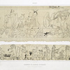Dessin : fragments de papyrus satiriques (Musée de Turin & Musée de Londres)