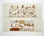 Peinture : atelier des fondeurs de l'or des rothennou (Temple de Karnac -- XVIIIe. dynastie)