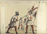 Lancero, de la tropas de la Hermandad de Castilla; Atambor, de las tropas de la Hermandad de Castilla; Alferez, de las tropas de la Hermandad de Castilla. ([Año] 1480)