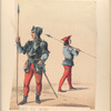 Siglo XV (Año 1493).  Lancero, Coselete de mesnada realenga armado a la suiza; Lancero de mesnada señorial