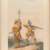 Alabarderos e arcabucero. 1560