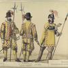 Guardia española, Casa real; Guardia alemana Casa real; Guardia de los archeros de la cuchilla en traje de guerra. 1660