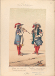a] Pifaro, Infanteria de linea. Tercio de los azules viejos. [b] Tambor, Infanteria de linea. Tercio de los verdes viejos. 1680