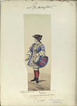 Tambor, del regimiento de los azules viejos. Infanteria de linea.  1710