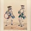 Infanteria de linea. [a] Tambor, del regimiento de Murcia; [b] Pifano, del regimiento de España. 1750-1759