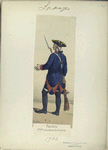 Fusilero. 1-er R.-to [Regimiento] voluntarios de Cataluña. (Año 1766)