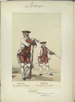 a] Fusilero, del regimiento de Vitoria;  [b] Sargento, del regimiento de Cordoba. (Año 1766)