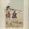 Fusilero, del regimiento de Vitoria; Fusilero, 1-er R-to [regimiento] voluntarios de Cataluña.  (Años de 1780 á 1789)
