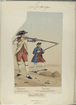 Fusilero, del regimiento de Vitoria; Fusilero, 1-er R-to [regimiento] voluntarios de Cataluña.  (Años de 1780 á 1789)
