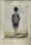 Guardias de Infanteria Española; Consta este Regimiento de seis Batallones cada vno de ocho Compañias, inclusa vna de Cazadores, y la fuerza de cada vna de cien Plazas, fue creado el Año, de 1704 (1797)