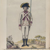 Regimientos de Infanteria de tres Batallones cada Batall-n consta de sinco Compañias, inclusa vna de Granaderos, y estas de 160 Plazas, y todos llevan en el boton del Uniforme, el nombre del sayo. Rey, su criacion Inmemorial. (1797)