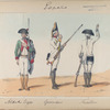1. Soldado ligero; 2. Granadero;  3. Fusilero. (1798)