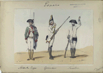 1. Soldado ligero; 2. Granadero;  3. Fusilero. (1798)