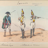 3. Soldado ligero; 1, 2.  Sodados de Linea. (1800)