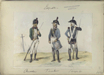 1. Cazador;  2. Tambor;  3.  Sargento. (1802)