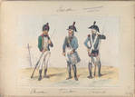 1. Cazador;  2. Tambor;  3.  Sargento. (1802)