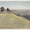 Men and camels in the desert.